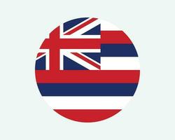 Hawaii USA runden Zustand Flagge. Hi, uns Kreis Flagge. Zustand von Hawaii, vereinigt Zustände von Amerika kreisförmig gestalten Taste Banner. eps Vektor Illustration.