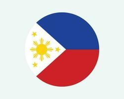 Philippinen runden Land Flagge. Filipino Kreis National Flagge. Republik von das Philippinen kreisförmig gestalten Taste Banner. eps Vektor Illustration.