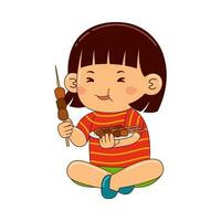 barn äter mat vektor illustration