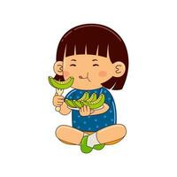 Kinder Essen Obst Vektor Illustration