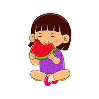 barn äter frukt vektor illustration