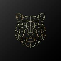 guld geometrisk tiger huvud. vild tiger polygonal emblem. vektor