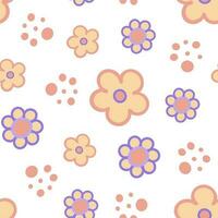 groovig schick Gänseblümchen Blume nahtlos Muster im 60er, 70er, 80er Jahre Stil, Blumen- wiederholen Ornament Vektor Illustration