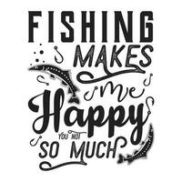 fiske gör mig Lycklig du inte så mycket, fiske t-shirt design, fiske logotyp, fiske vektor. vektor