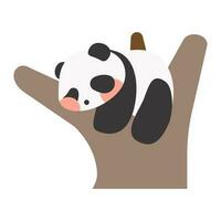 söt tecknad serie bebis panda. panda klättrande på träd, innehav på till trunk. panda med svart och vit Färg. tecknad serie illustration, vektor, eps10 vektor