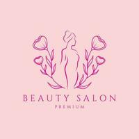 Logo Linie Kunst Frauen Schönheit kosmetisch Salon und Spa feminin Schönheit Pflege botanisch Vektor Symbol Symbol minimalistisch Design