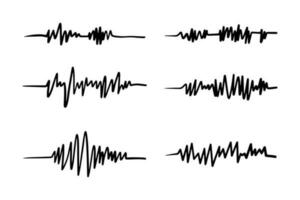Gekritzel Grafiken von Herzschläge, Vulkane und Erdbeben. vektor