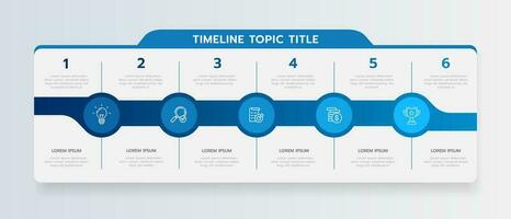 Infografik Vorlage zum Geschäft. 6 Schritte modern Zeitleiste Diagramm Roadmap mit Kreis Thema Diagramm, Präsentation Vektor Infografik.