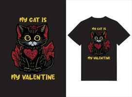 min katt är min valentine illustrerade t-shirt design vektor