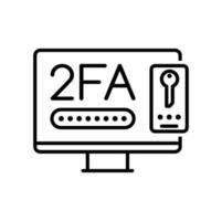 2fa, två faktor verifiering ikon, uppkopplad säkerhet vektor