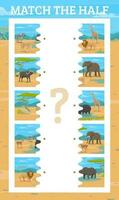match halv av tecknad serie afrikansk savann djur vektor