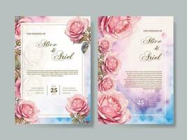 elegant abstrakt Hintergrund. Hochzeit Einladung Karte Vorlage einstellen mit Blumen- und Gold Aquarell Dekoration zum speichern das Datum, Gruß, Poster, und Startseite Design vektor