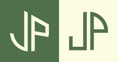 kreativ enkel första brev jp logotyp mönster bunt. vektor