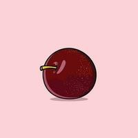 hela färsk och saftig röd plommon frukt mogen plommon frukt på mjuk rosa bakgrund vektor illustration