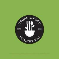 organisch Essen Logo Abzeichen, frisch Logo Design mit Gliederung Kunst Form, Beste zum Natur, Bio Restaurant Zeichen oder Symbol vektor