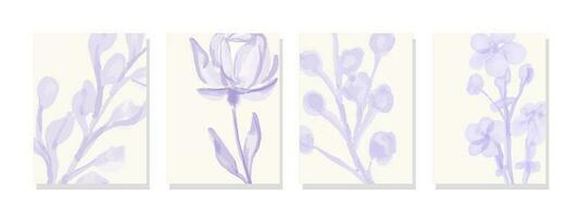 zart lila Blumen- Blüten bestechen gegen ein makellos Weiß Hintergrund, präsentieren beschwingt Farbtöne und harmonisch Anordnung im ein fesselnd Aquarell malen. vektor