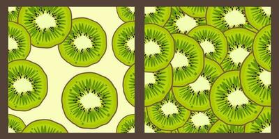 uppsättning av kiwi frukt mönster. modern färsk ljus design av exotisk frukt på vit bakgrund. mogen saftig grön frukter. vektor illustration för tapeter, textil, webb, anteckningsböcker, fall, omslag papper