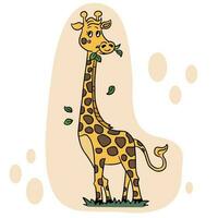 Giraffe Karikatur, afrikanisch Tier Tierwelt. Vektor eben Karikatur Charakter.