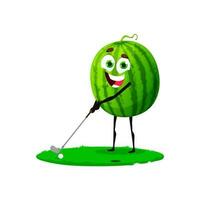 Karikatur Wassermelone süß Charakter spielen Golf vektor