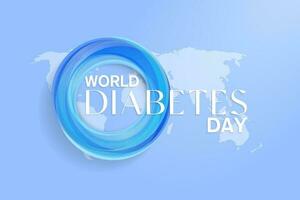 kreativ 3d Welt Diabetes Tag Banner auf Karte von Erde, gefeiert auf November 14. Diabetes Tag Konzept Banner Vorlage Hintergrund. Vektor Illustration. eps 10.