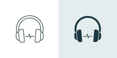 kabellos Kopfhörer Symbol mit Klang Welle Gliederung und solide Illustration Vektor