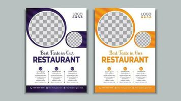trendig restaurang flygblad och mat social media posta design vektor