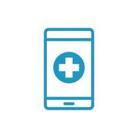 Smartphone mit medizinischem Kreuzlinienstil vektor