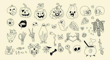 Sammlung von gruselig süß Halloween Grafik Elemente. vektor