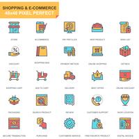 Shopping och E-handels ikonuppsättning vektor