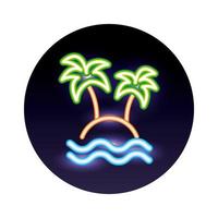 träd palm neon ljus ikon vektor