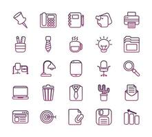 Bündel von Office Set Line Style Icons vektor