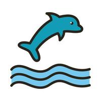 Delphin-Meerestierlinie und Füllstilsymbol vektor