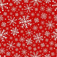 jul mönster med vit snöflingor på röd bakgrund. ny år illustration vektor