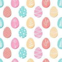 nahtlos Muster mit Ostern Eier im Gekritzel Stil, dekoriert mit Blumen, Pflanzen und Muster vektor