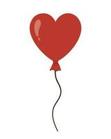 röd hjärta formad luft ballong. Lycklig valentines dag. platt tecknad serie vektor illustration isolerat på en vit bakgrund.