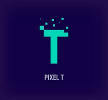 kreativ Pixel Brief t Logo. einzigartig Digital Pixel Kunst und Pixel Explosion Vorlage. Vektor