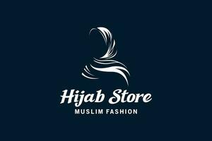 Muslim Mode Hijab Logo Design mit einfach Negativ Raum, schön Kopftuch zum Muslim Frauen vektor