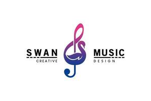 musik svan logotyp design, modern abstrakt svan tona symbol vektor illustration