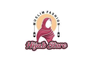 Muslim Mode Hijab Logo Vorlage Design, schön Kopftücher zum Muslim Frauen vektor