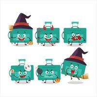 Halloween Ausdruck Emoticons mit Karikatur Charakter von Mini Gepäck vektor