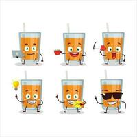 Orange Saft Karikatur Charakter mit verschiedene Typen von Geschäft Emoticons vektor