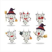 halloween uttryck uttryckssymboler med tecknad serie karaktär av vit plugg vektor