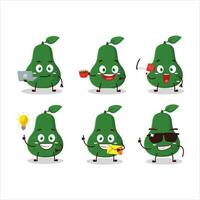 Avocado Karikatur Charakter mit verschiedene Typen von Geschäft Emoticons vektor