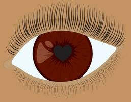 Frau Auge mit rot Iris und Herz geformt Schüler Vektor Illustration