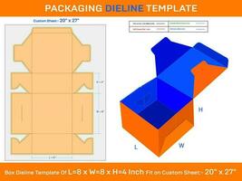 8x8x4 Zoll 500 Gramm Standard Kuchen Box Dieline Vorlage vektor