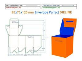 Basisumschlag 2,5x3 Zoll Dieline-Vorlage und 3D-Umschlag bearbeitbar leicht veränderbar vektor