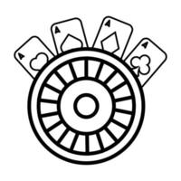roulettehjul och pokerkort casino vektor