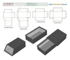 Benutzerdefiniert Trapez Stil starr Startseite Box oder Ärmel Box Dieline, sterben Schnitt Verpackung Vorlage Design mit 3d Box vektor