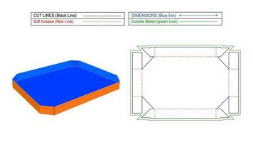 Papier Tablett Box gewellt Papier Tablett Box und Papier Essen Tablett Box , Dieline Vorlage und 3d machen editierbar und der Größe veränderbar Vektor Datei