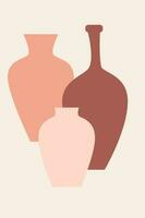 Vase Boho minimalistisch Muster Hintergrund. abstrakt Vase Silhouette zum Souvenir Geschäft Etikett Design, Zuhause Dekor Geschäft Flyer, t Hemd drucken, Markt Werbung usw vektor